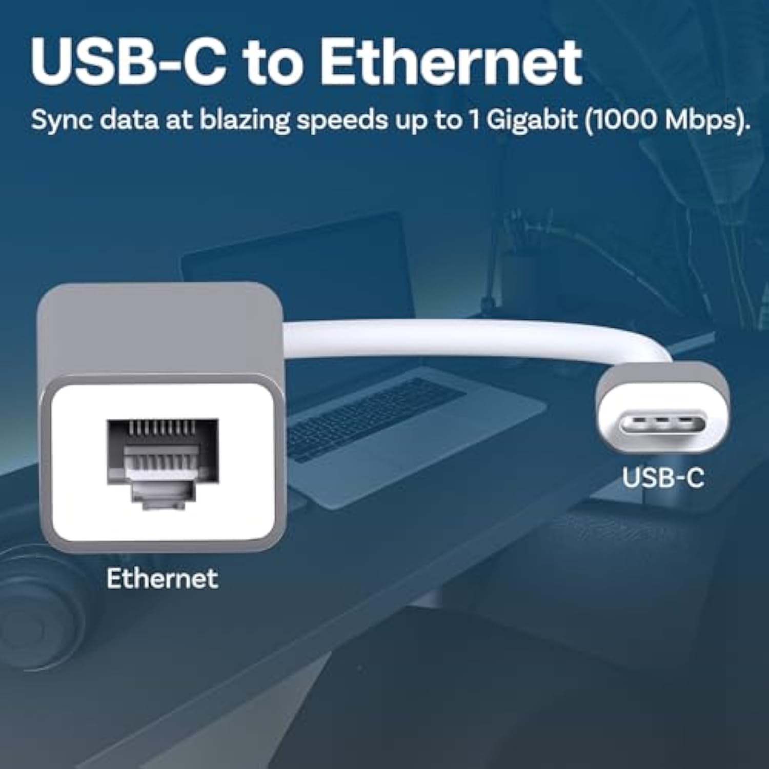 Usb-C To Ethernet Adapter Rj45 Compatible With Macbook Air/Pro, Imac, Acer, Le