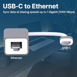 Usb-C To Ethernet Adapter Rj45 Compatible With Macbook Air/Pro, Imac, Acer, Le
