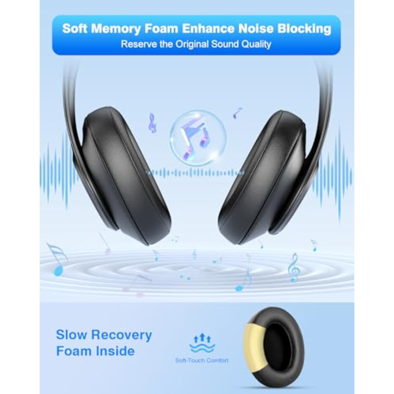 Beats Studio Replacement Earpads For Beats Studio 3 & 2 (B0500/ B0501) 2 Pieces Noise Isolation Comfortable Memory Foam Ear Cushions (Black)