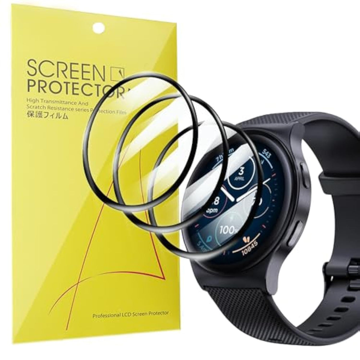 Compatible For Moto Watch 120 Screen Protector, [3 Pack] 3D Full Coverage Pet Soft Screen Protector Film Compatible For Moto Watch 120 (3 Pack)