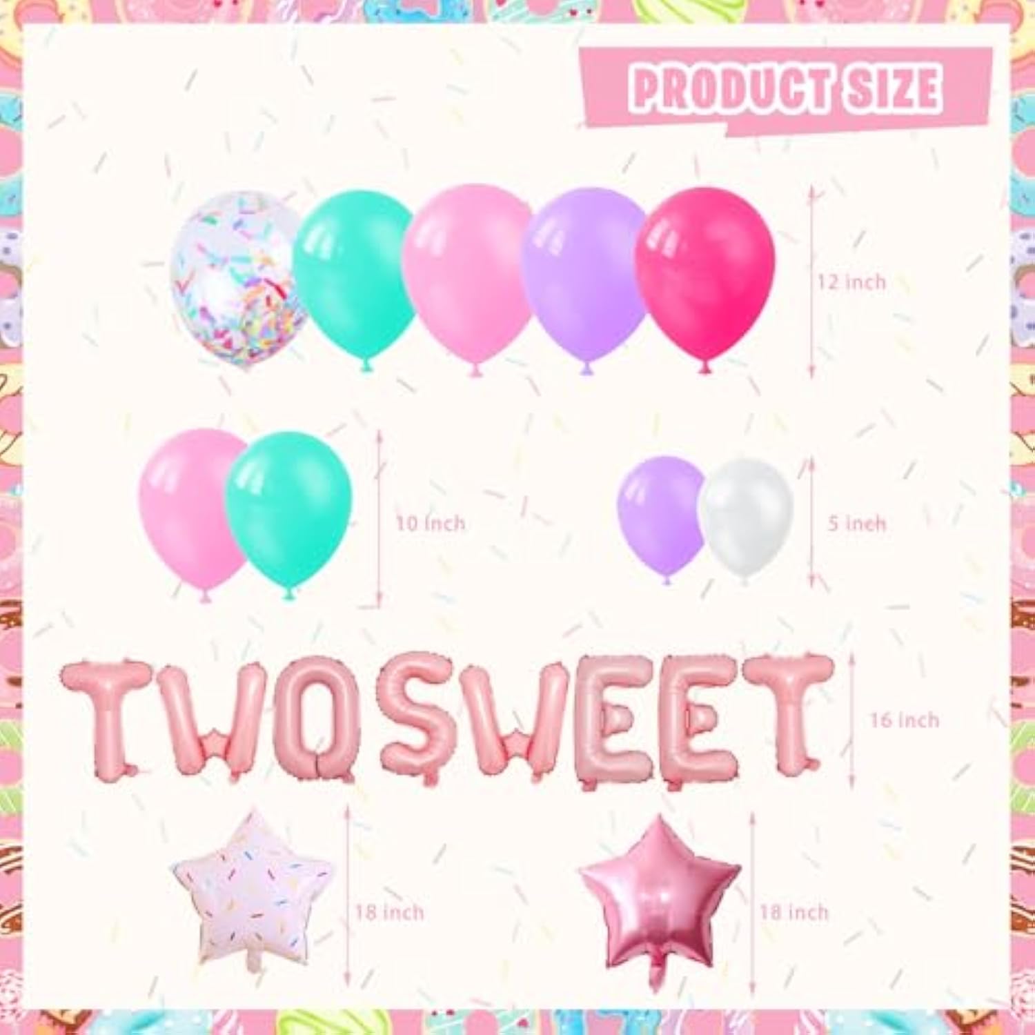 Two Sweet Birthday Party Supplies For 2 Year Old Girl, 150 Pcs Donut Party Decorations For Girls Baby - Backdrop, Cake, Cupcake Toppers, Tablecloth, Highchair Nanner, Crown And Poster