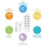 Remote Control Outlet Wireless Light Switch For Household Appliances, Expandable Remote Light Switch Kit, Up To 100 Ft Range, White (5 Outlets + 2 Remotes)