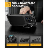 Heavy Duty Rugged Magnetic Phone Case for iPhone 16 Pro Max with Camera Cover and Stand, Black, Compatible with MagSafe, Built-in Kickstand, Military-Grade Protection
