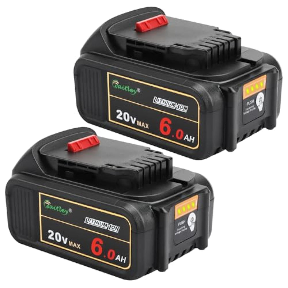 2-Pack 20V 6Ah Replacement Batteries for Dewalt Cordless Tools
