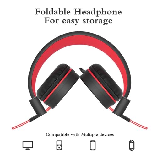 i37 Kids Headphones for School Children Girls Boys Teens Foldable Adjustable On Ear Headphones with 3.5mm Jack for Smartphones Chromebook Laptop