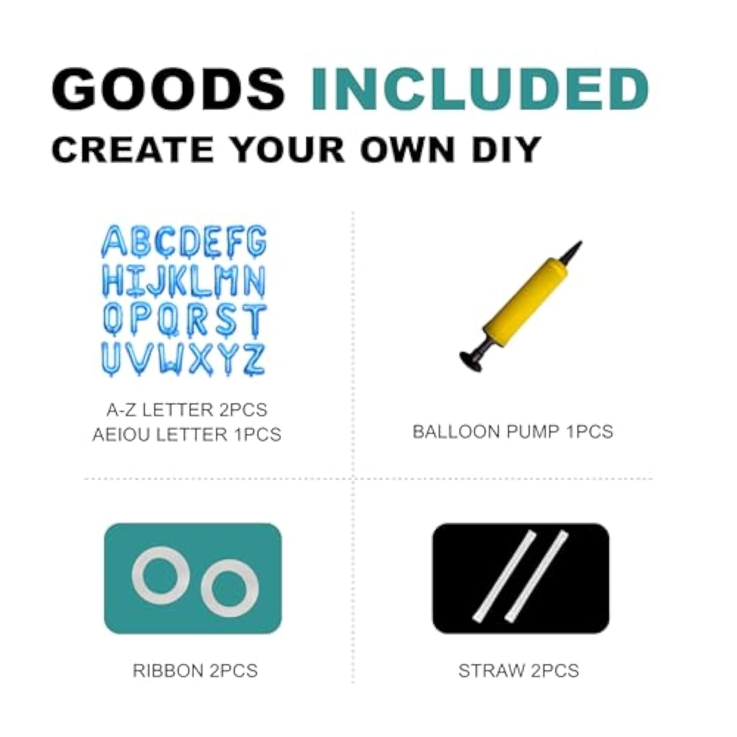 58 Pc Medium Blue Letter Balloons Mylar A-Z & Vowels for Custom Party Banners