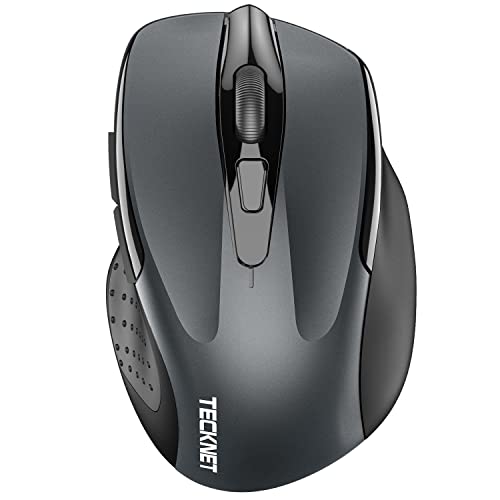 Wireless Mouse (2.4G & Bt5.0/3.0) Silent 4800 Dpi Computer Usb A & Bluetooth Mouse 6 Buttons, Wide Compatibility - Grey