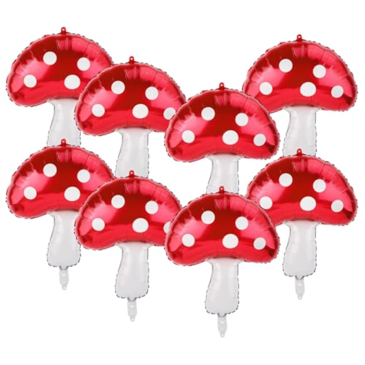 8Pcs Mushroom Balloons Red & White Foil for Forest Theme Party & Baby Shower