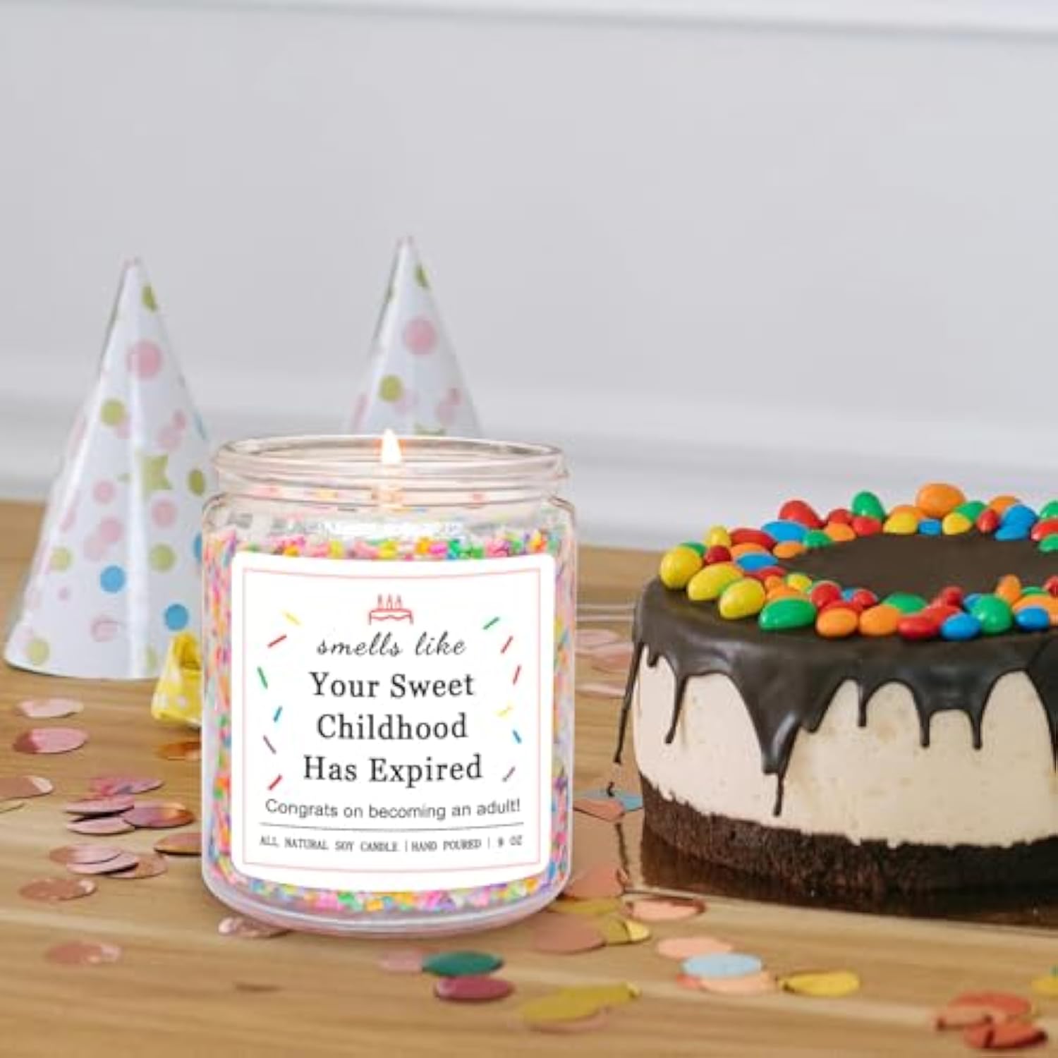 18Th Birthday Gifts For Girls, 18Th Birthday Decorations Candles Gifts For 18 Year Old Girls, Your Childhood Has Expired Handmade Candles (Vanilla Birthday Cake Scent With Sprinkles)