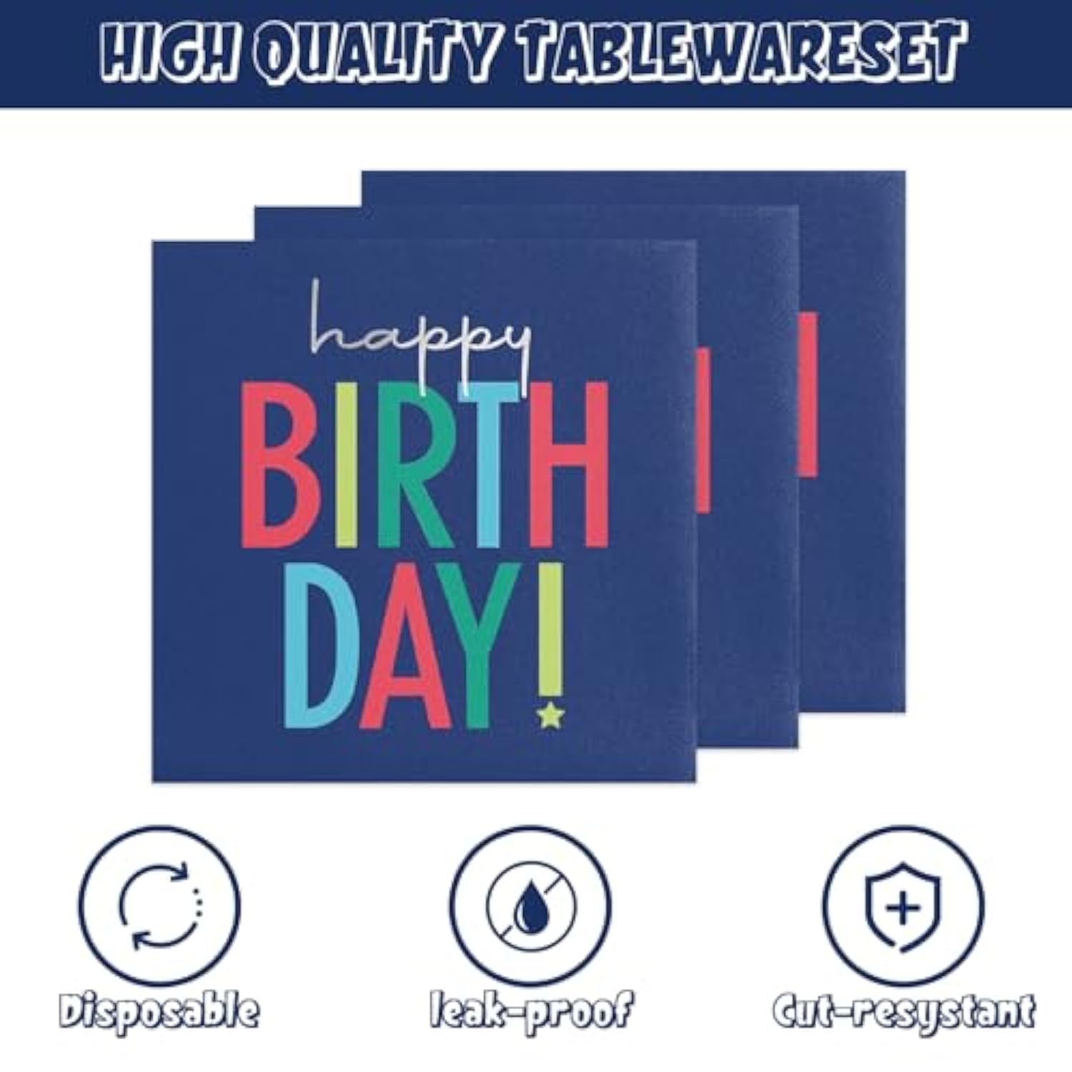 141-Piece Dark Blue Party Supplies for Baby Shower or Birthday for 20 Guests