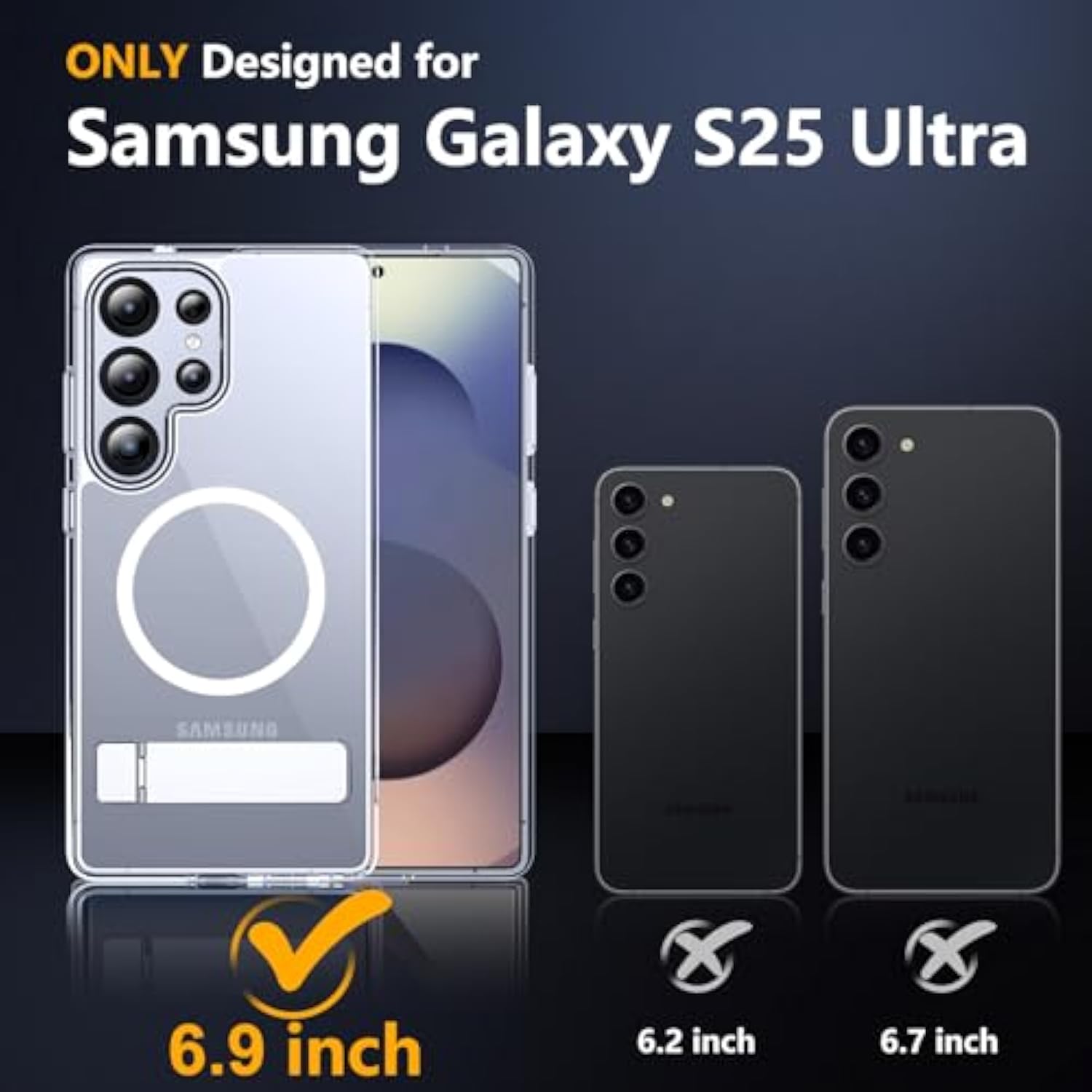 Magnetic Samsung Galaxy S25 Ultra Case, 3 Stand Ways, Military Grade Protection