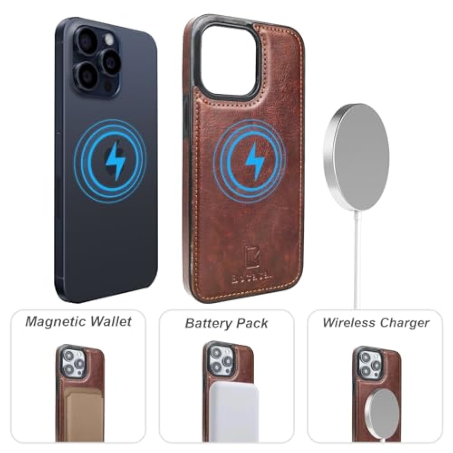 For Iphone 15 Pro Max Wallet Case Compatible With Magsafe Wireless Charging, Rfid Blocking Magnetic Leather Case With Card Slots Holder Kickstand Detachable Wrist Strap 6.7 Inch (Brown)