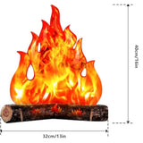 2 Set Fake Fire Fake Flame Camping Decoration 3D Cardboard Campfire Centerpiece Artificial Flames Campfire Party Decoration For Camp Bachelorette Christmas Party(16 X 13 Inch,Gold Orange)