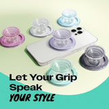 Onthegrip Compatible With Magnetic Authentic Translucent Color Design Collapsible Mobile Phone Grip Stand Holder For Smartphone Tablet Cell Phone Accessory (Transparent)