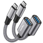 Usb-C To Usb 3.1 Adapter?2 Pack?, Nylon Braided Type-C Otg Cable Usb C Male To Usb A 3.0 Female Connector For Iphone 15?Iphone 15 Promax, Samsung S23 Ultra, Macbook Pro, Macbook Air/Mini, Google Pixel