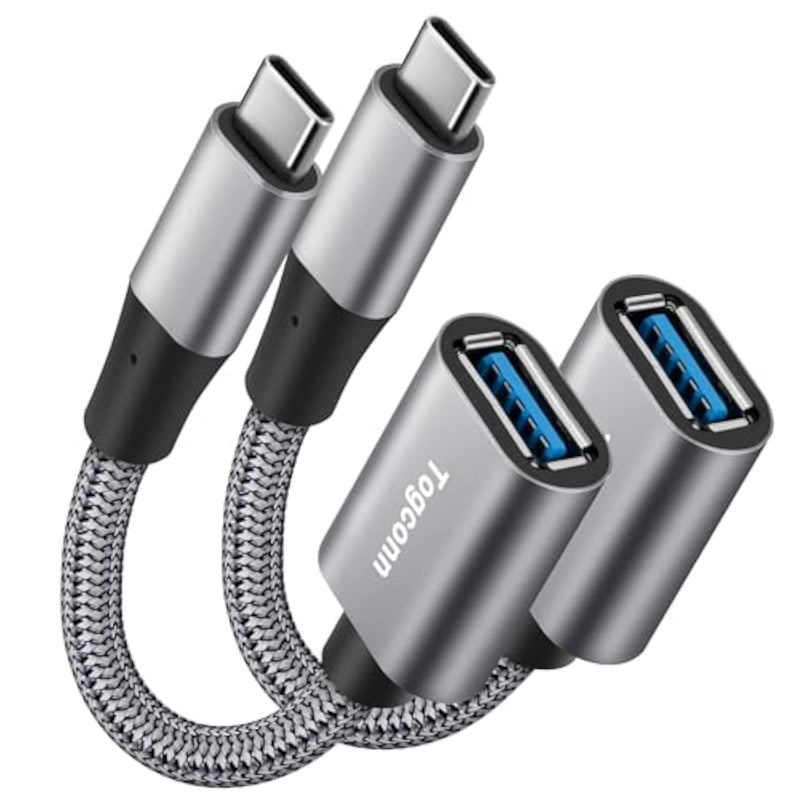 Usb-C To Usb 3.1 Adapter?2 Pack?, Nylon Braided Type-C Otg Cable Usb C Male To Usb A 3.0 Female Connector For Iphone 15?Iphone 15 Promax, Samsung S23 Ultra, Macbook Pro, Macbook Air/Mini, Google Pixel