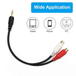 3.5Mm Gold 1/8 Stereo Mini Jack Male To 2 Female Rca Adapter Audio (20Cm)