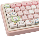 Pbt Keycaps For Mechanical Keyboard - 145 Keys Pink Pig Keycaps, Dye-Sublimati