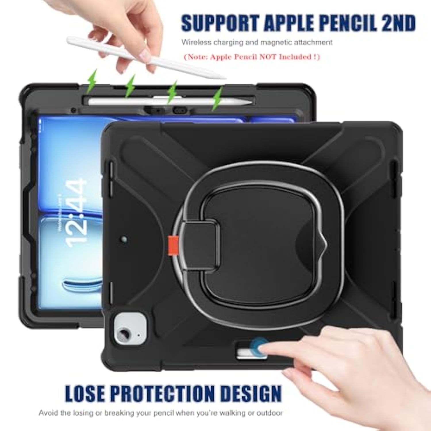Ipad Pro 12.9 Case 2022/2021/2020/2018: Full Drop-Proof Rugged Protection Cove