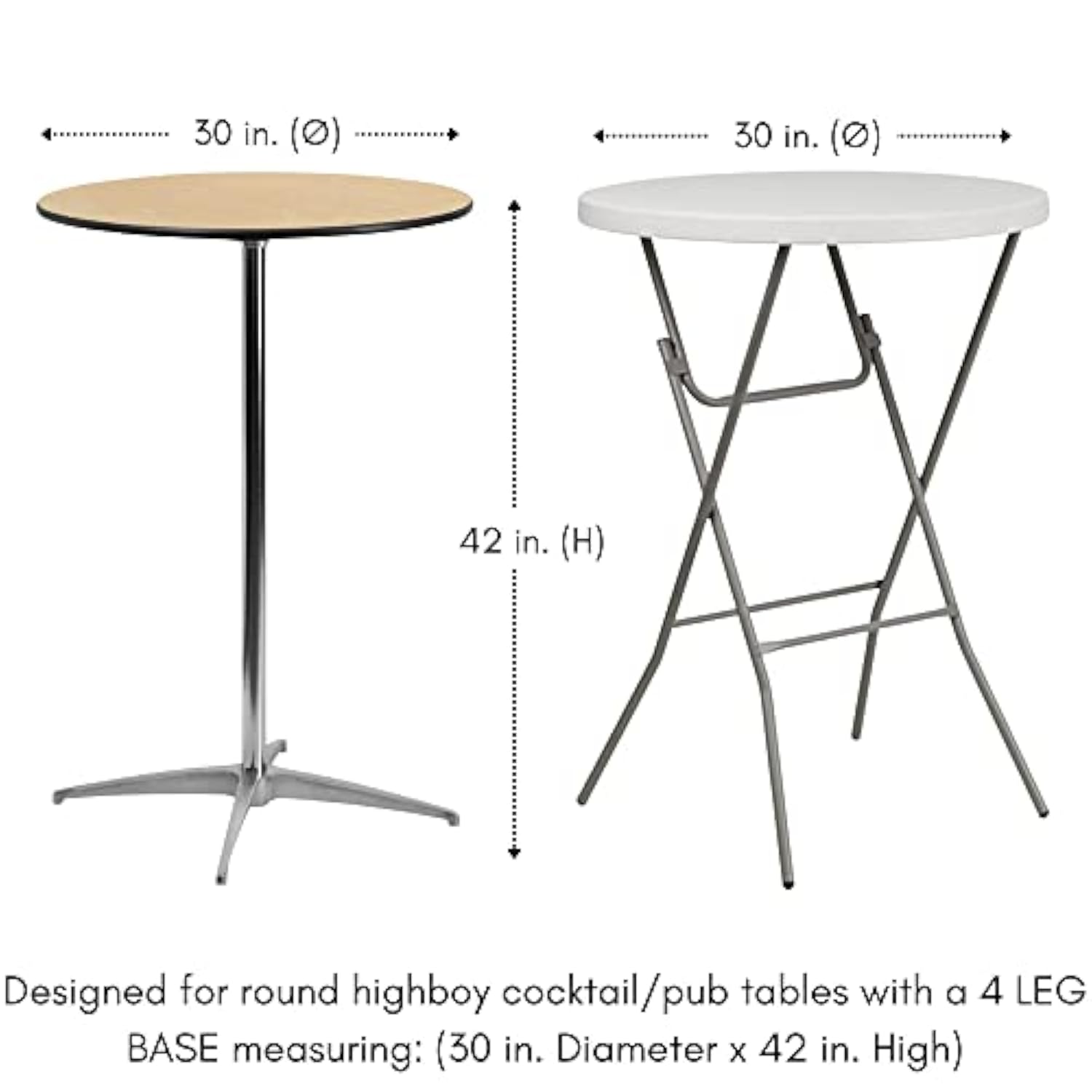 30" D X 42" H Highboy Cocktail Round Stretch Spandex Table Cover - Malibu Blue, Fitted Elastic Tablecloth For Round Tables, Outdoor Party Dj Tradeshow Banquet Vendor Wedding