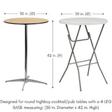 30" D X 42" H Highboy Cocktail Round Stretch Spandex Table Cover - Malibu Blue, Fitted Elastic Tablecloth For Round Tables, Outdoor Party Dj Tradeshow Banquet Vendor Wedding