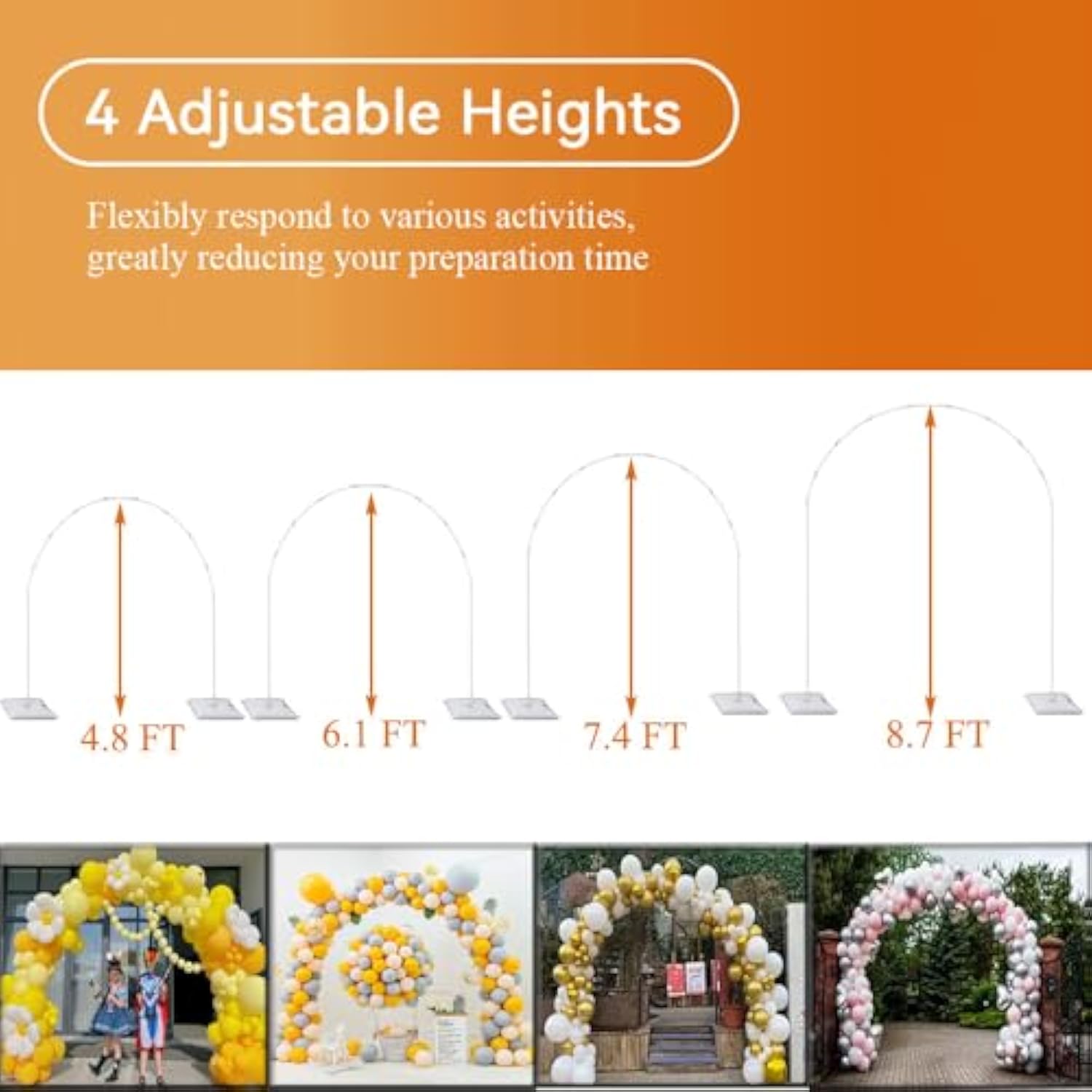 2-in-1 Balloon Arch & Column Stand Kit with Weights for Weddings, Birthdays and Party Decor