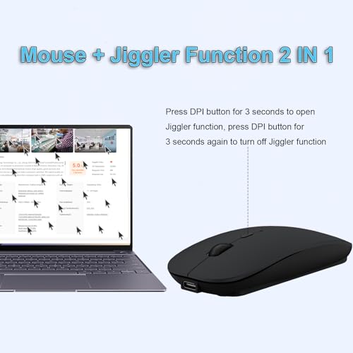 Bluetooth Mouse For Laptop/Macbook/Ipad/Android Pc,Rechargable Quiet Slim Wireless Mice Compatible With Windows/Linux/Tablet,Black
