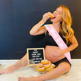 Pink Donut "Mom To Be" Sash "Sprinkled With Love" Baby Shower Decorations for Girls