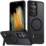 For Samsung Galaxy S21 Ultra Case, [Compatible With Magsafe], Adjustable Kickstand,Military Grade Drop Tested, Translucent Matte Phone Case For Galaxy S21 Ultra Case (Black)