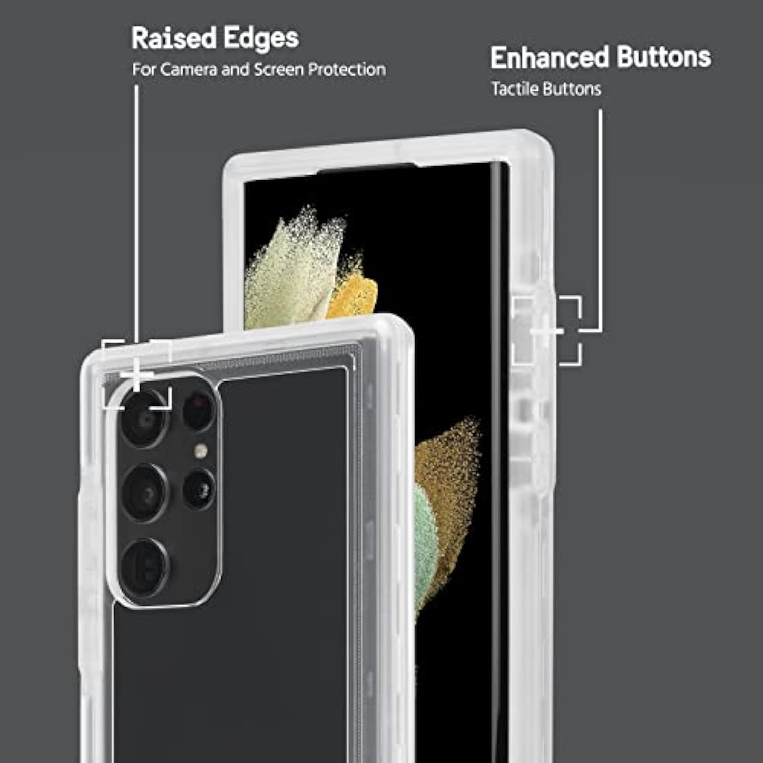 Voyager Series - Samsung Galaxy S22 Ultra Case [Wireless Charging Compatible] [Anti-Yellowing] Heavy Duty Phone Case With Belt Clip Holster Kickstand [18Ft Mil-Grade Drop Protection] - Clear