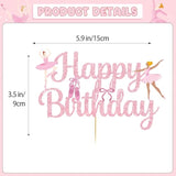 Ballerina Ballet Cake Topper, Ballerina Birthday Party Decorations, Ballet Cake Decorations For Dancer Princess Party Favors, Pink Glitter