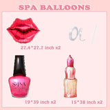 Hot Pink Spa Nail Polish Lipstick Makeup Balloons Girls Bridal Bachelorette Spa Day