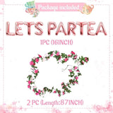 12 Pcs Let'S Par Tea Balloons Tea Party Birthday Banner Decorations Baby Shower First Birthday Decoration Flower Garland(180Inch)