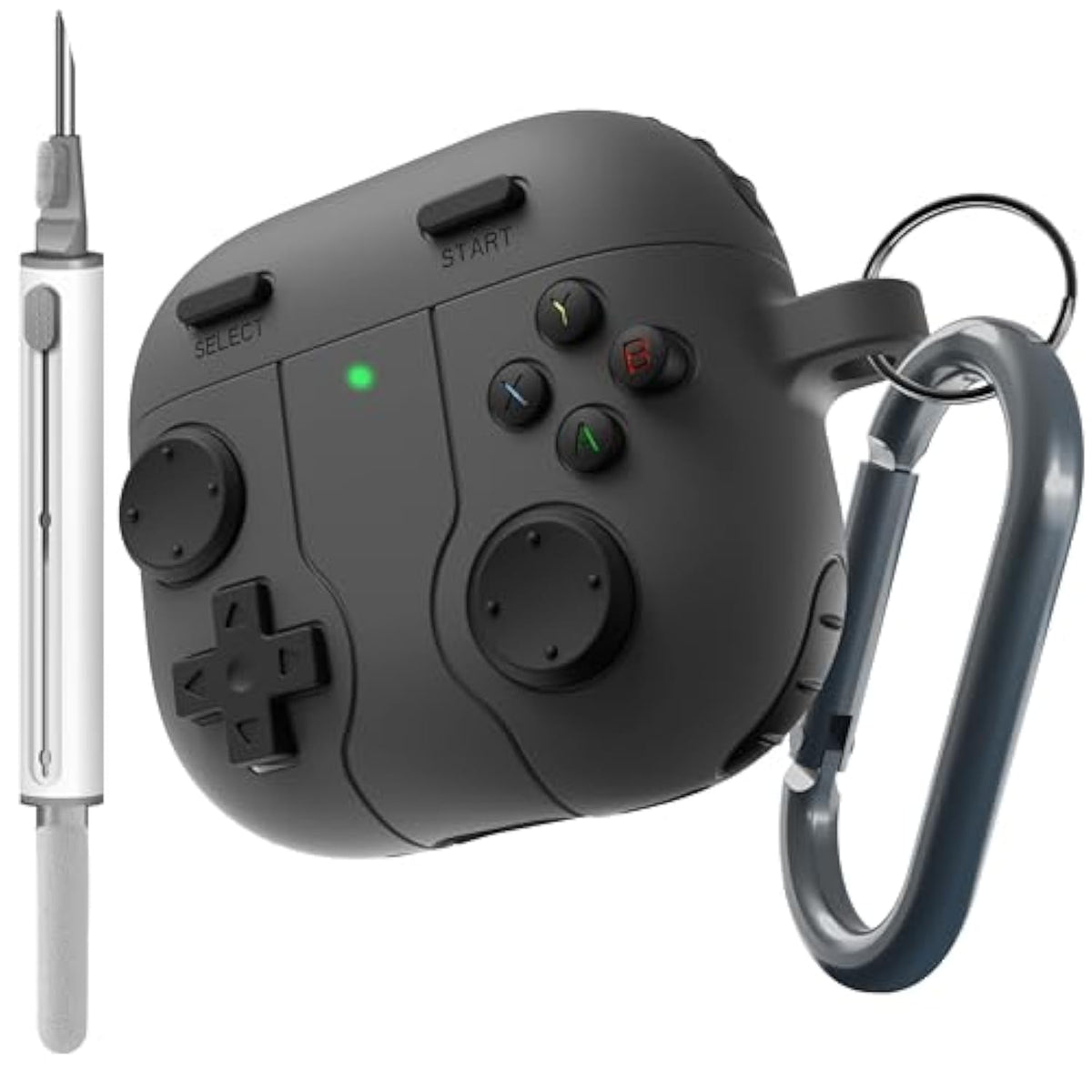 Game Case For Airpods 4 Cover Shock-Proof Protective Silicone Case With Cleaning Pen And Keychain Accessories For Apple Airpods 4Th Generation (Black)