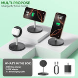 2Pack Magnetic Wireless Mag-Safe Charger Stand,Long 6Ft Usb C Cable + Usb C Charge Block + 15W Apple Magsafe Wireless Station/Pad Fast Charging For Iphone 16 Pro/16 Plus/16 Pro Max/15/14/13/12/Airpods