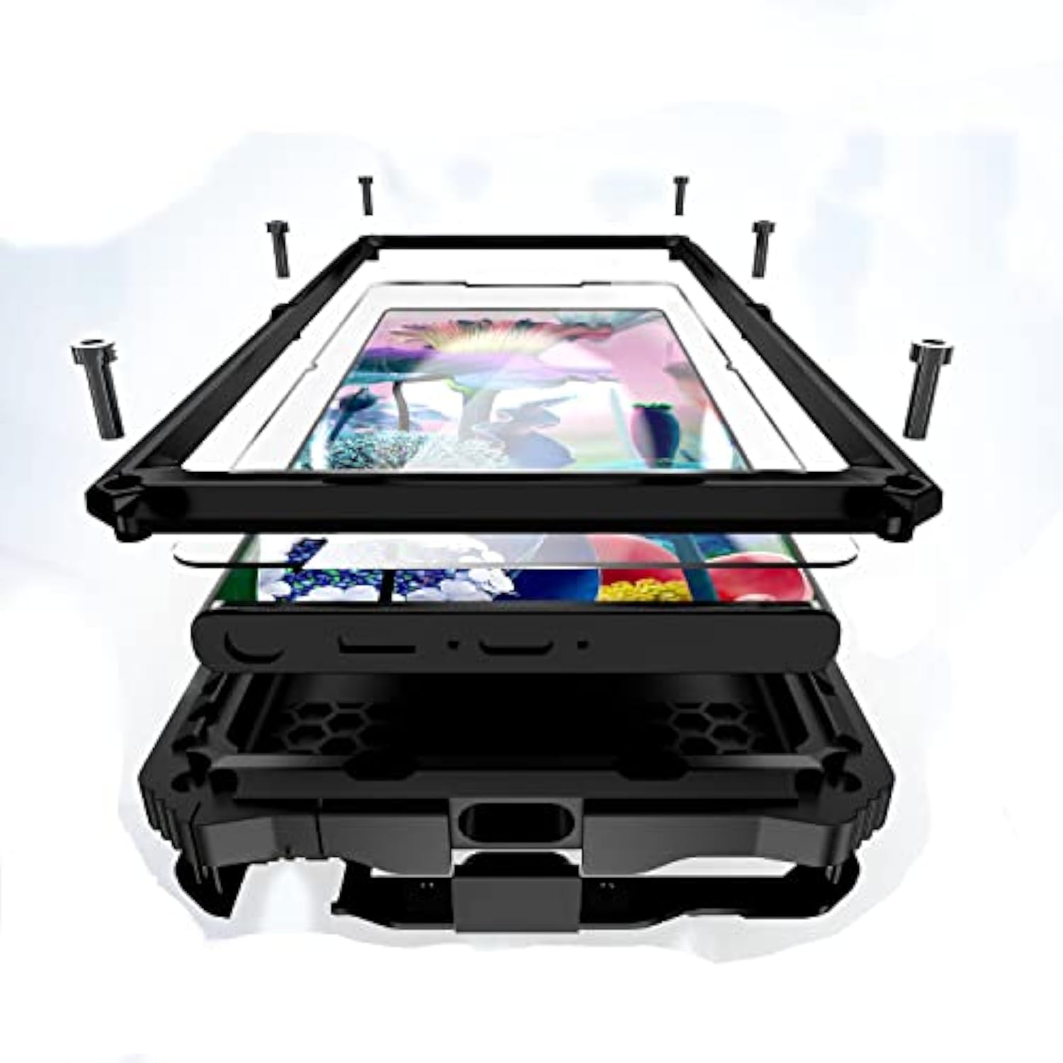 For Samsung Galaxy S23 Ultra Case Metal Hard For Galaxy S23Ultra 5G Phone Case Para Screw Built-In Screen Lens Protection Military Grade [Note The Fingerprints Don'T Work] Black