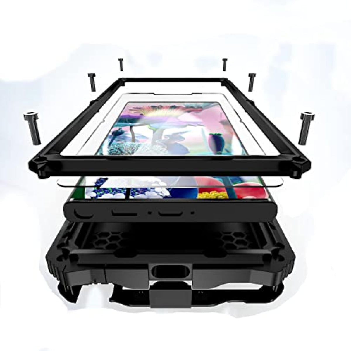 For Samsung Galaxy S23 Ultra Case Metal Hard For Galaxy S23Ultra 5G Phone Case Para Screw Built-In Screen Lens Protection Military Grade [Note The Fingerprints Don'T Work] Black