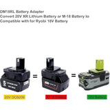 DM18RL Battery Adapter for Ryobi 18V One+ Tools, Works with 20V & M18 Batteries