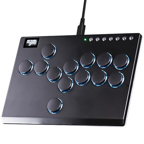 Haute42 All Metal Arcade Stick 13Keys All-Button Controller with Custom RGB & Turbo Functions,Arcade Fighting Stick for
