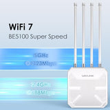 Wifi 7 Be5100 Outdoor Wifi Extender, Dual Band Long-Range Outdoor Wifi Repeater|Access Point|Mesh Router, Poe Powered | Ip67 Waterproof | 4 X 8Dbi Antennas, 2.5 Gbps Ethernet, Up To 2800 Sq.Ft