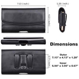 Phone Holster For Samsung Galaxy S25 Ultra S24 Plus S23 S22 S21 Fe Note 20+ A16 A15 A14 A54 A35 A26 A36 A56 5G Iphone 16 Pro Max 16E Leather Belt Clip Holster Holder Carrying Pouch Case, Black