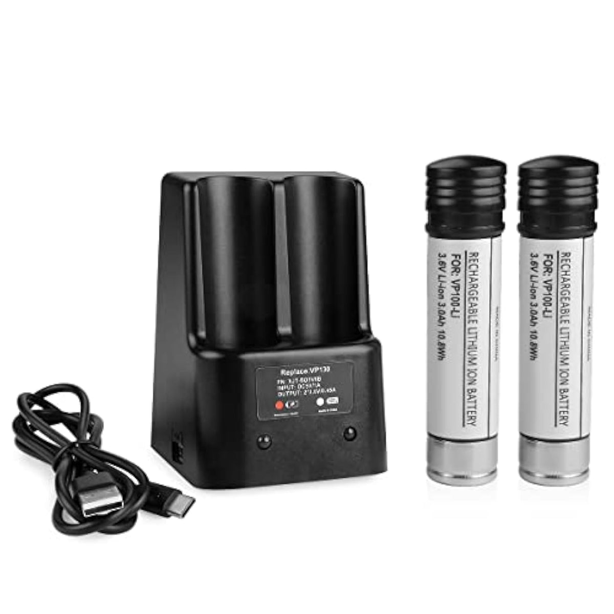 2Pack Vp100 Li-Ion Battery For Black Decker Versapak Batteries Vp100C Vp105 Vp105C Vp110 Vp110C Vp143, With 2Port Black Decker 3.6V Charger