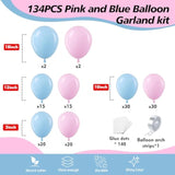 134Pcs Pink and Blue Balloon Garland Arch Kit  (No Box)
