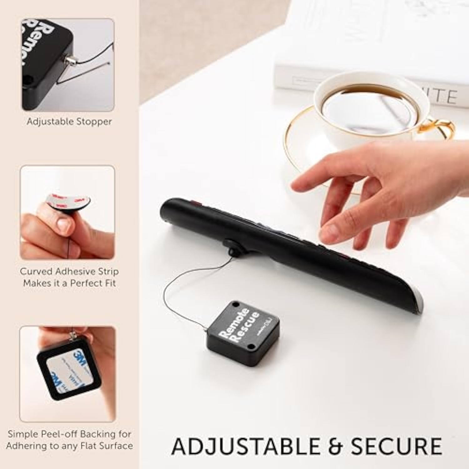 Remote Rescue - Retractable String Leash, Adheres To Any Surface, Anti-Loss System For Any Remote
