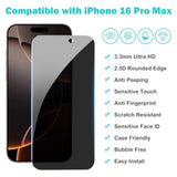 [3+3Pack] For Iphone 16 Pro Max Privacy Screen Protector With Camera Lens Protector Full Coverage Anti-Spy Tempered Glass Film 9H Hardness Upgrade Edge Protection Easy Installation Bubble Free [6.9 Inch]