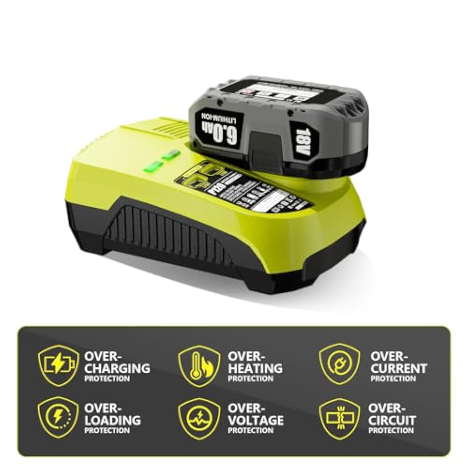 Dsanke P120 14.4V 18V Battery Charger Replacement For Ryobi Charger One+ P117 P118 P119 Lithium-Ion Nicd Nimh Battery P100 P101 P102 P103 P105 P107 P108 Bpl-1815