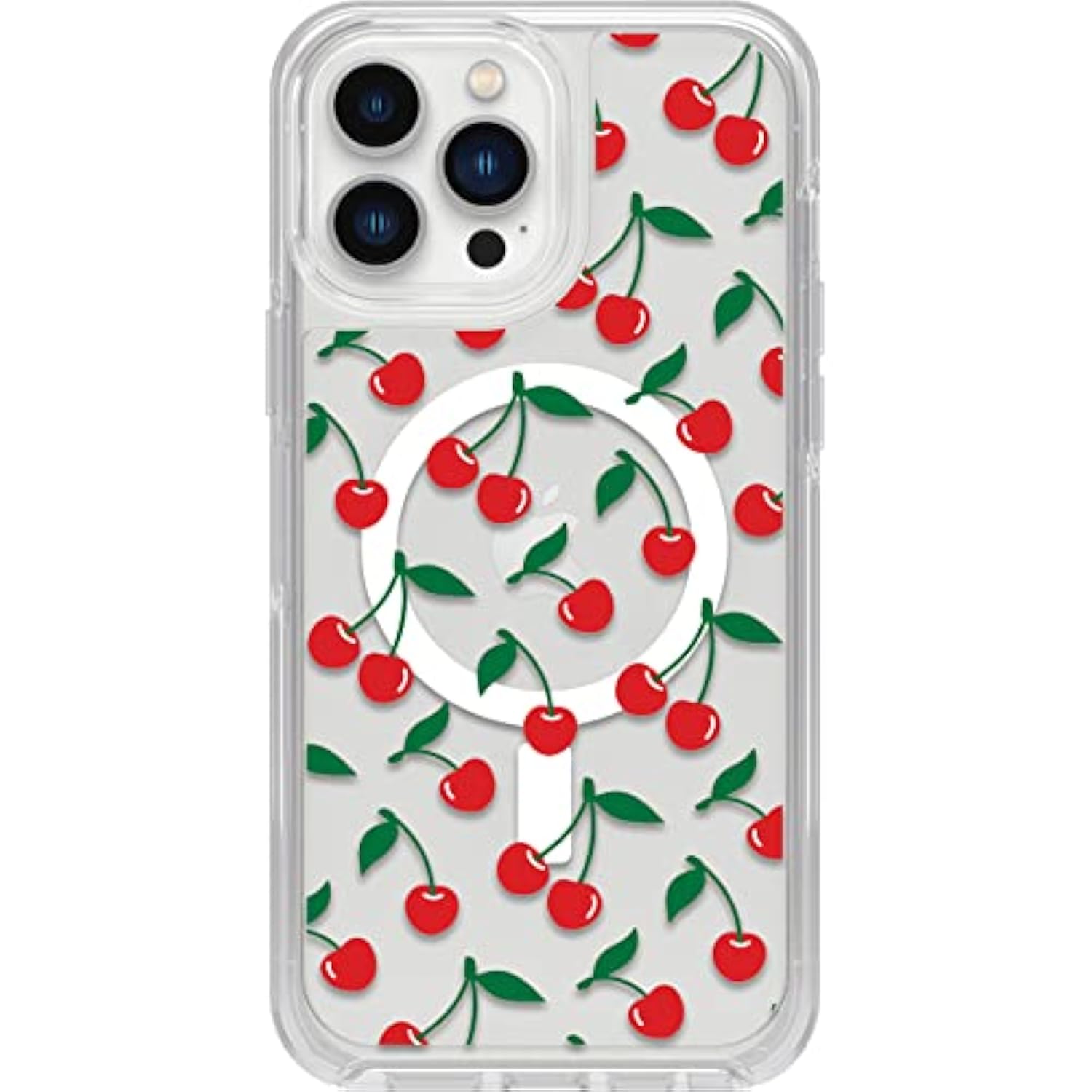 OtterBox iPhone 13 Pro Max and iPhone 12 Pro Max Symmetry Series+ Case - Cherry ON TOP, Ultra-Sleek, Snaps to MagSafe, Raised Edges Protect Camera & Screen