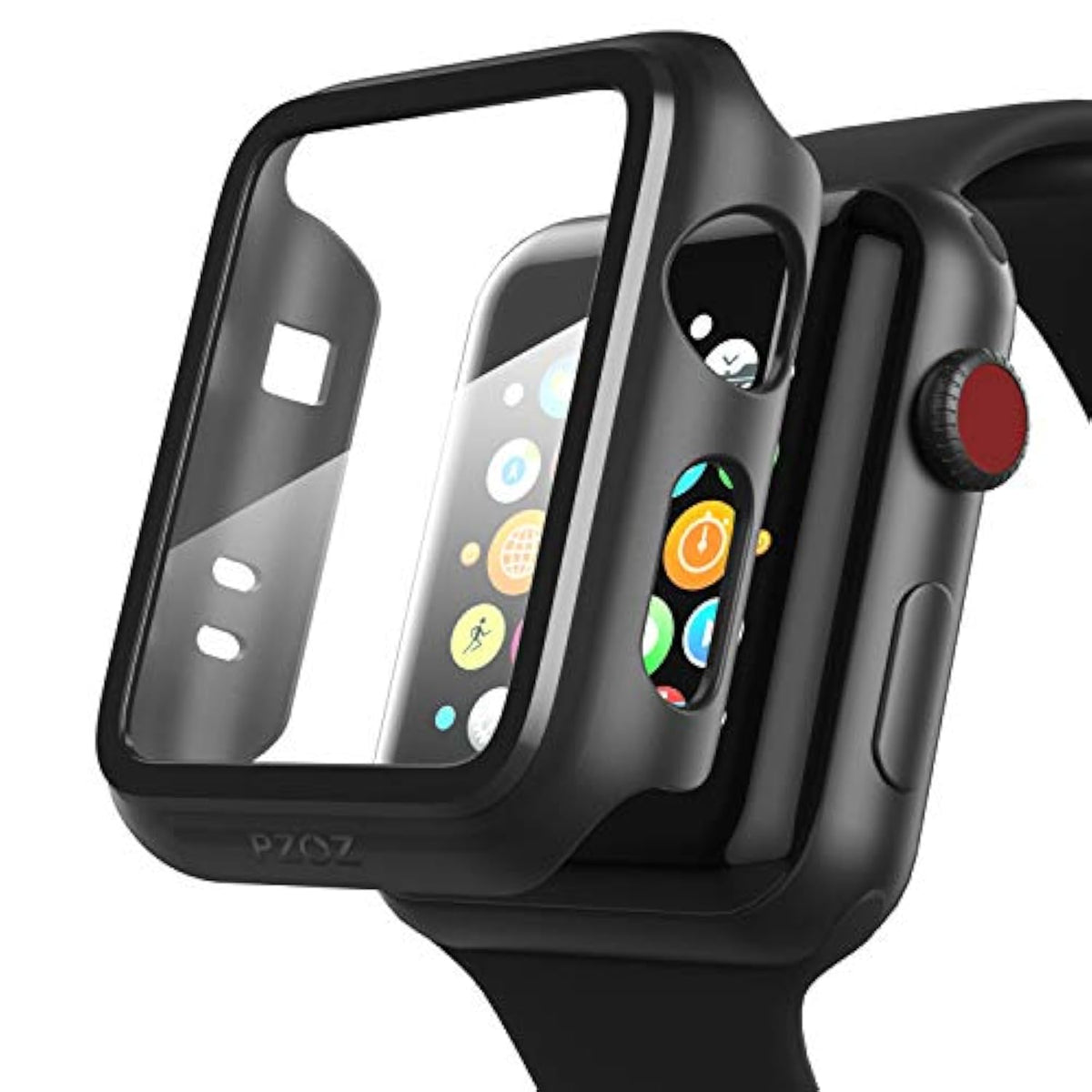 Compatible For Apple Watch Series 2 / Series 3 Case With Screen Protector 42Mm Accessories Slim Guard Thin Bumper Full Coverage Matte Hard Cover Defense Edge For Iwatch Women Men Gps (Black)