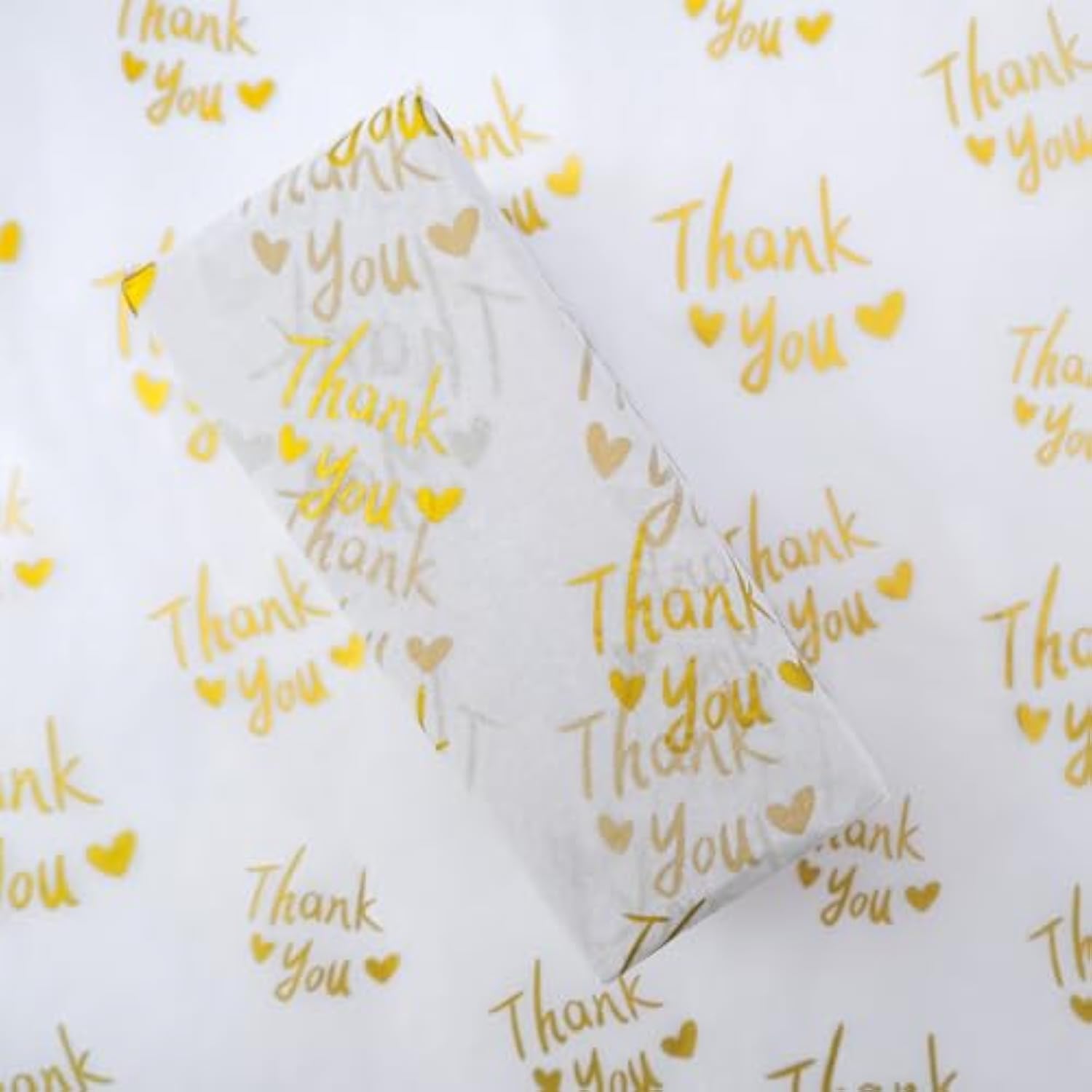 Gold Thank You Tissue Paper Bulk,20" X 14",Gold Thank You Tissue Paper For Packaging,Gift Bags, Graduation,Birthday,Thanksgiving,30 Sheets