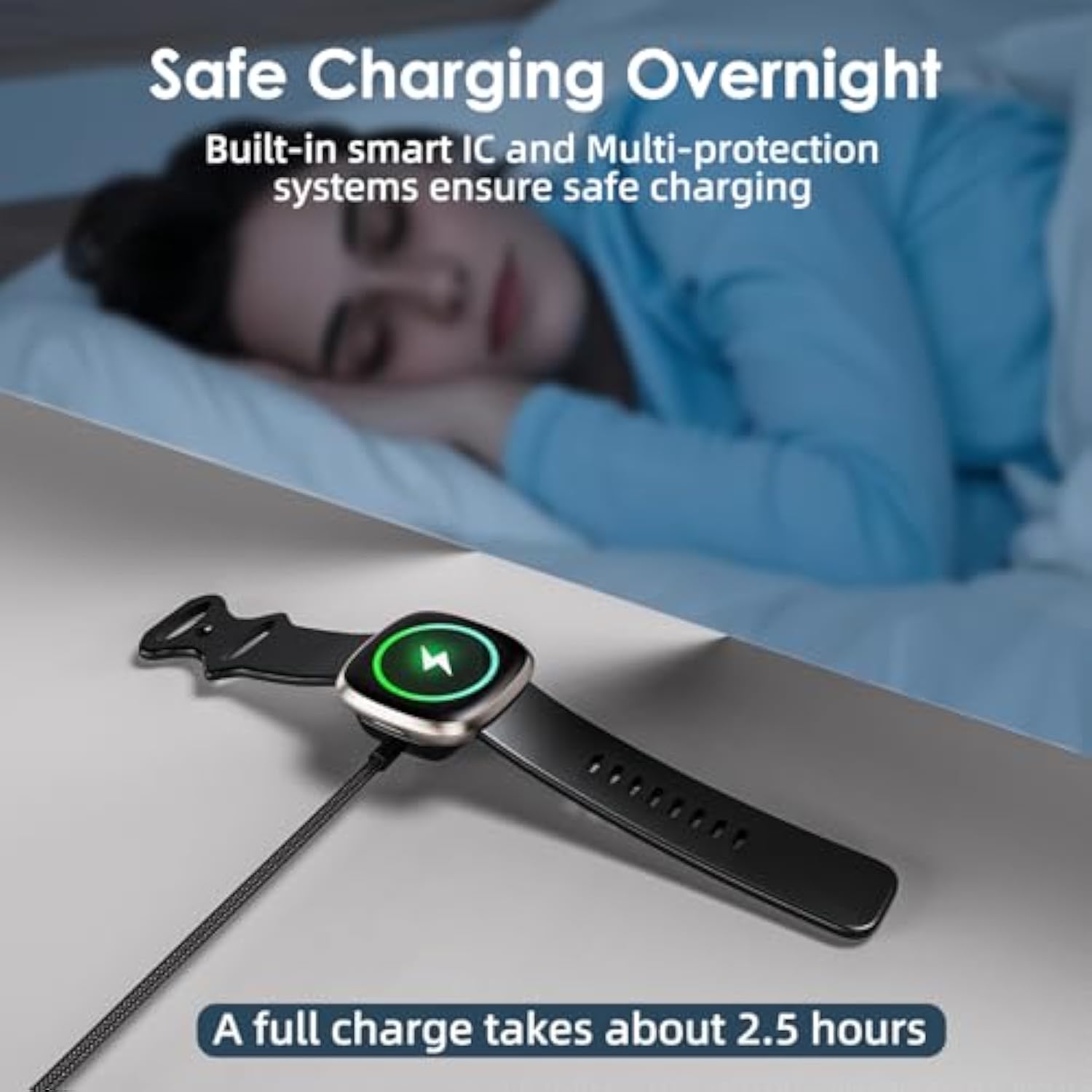 Upgraded 2 In 1 For Fitbit Charger,3.3Ft Replacement With Fitbit Sense/Versa 4/Versa 3 /Sense 2 Smartwatch Magnetic Dock Stand, Usb A/C Google Pixel Watch 3/Pixel Watch2 Charging Cord